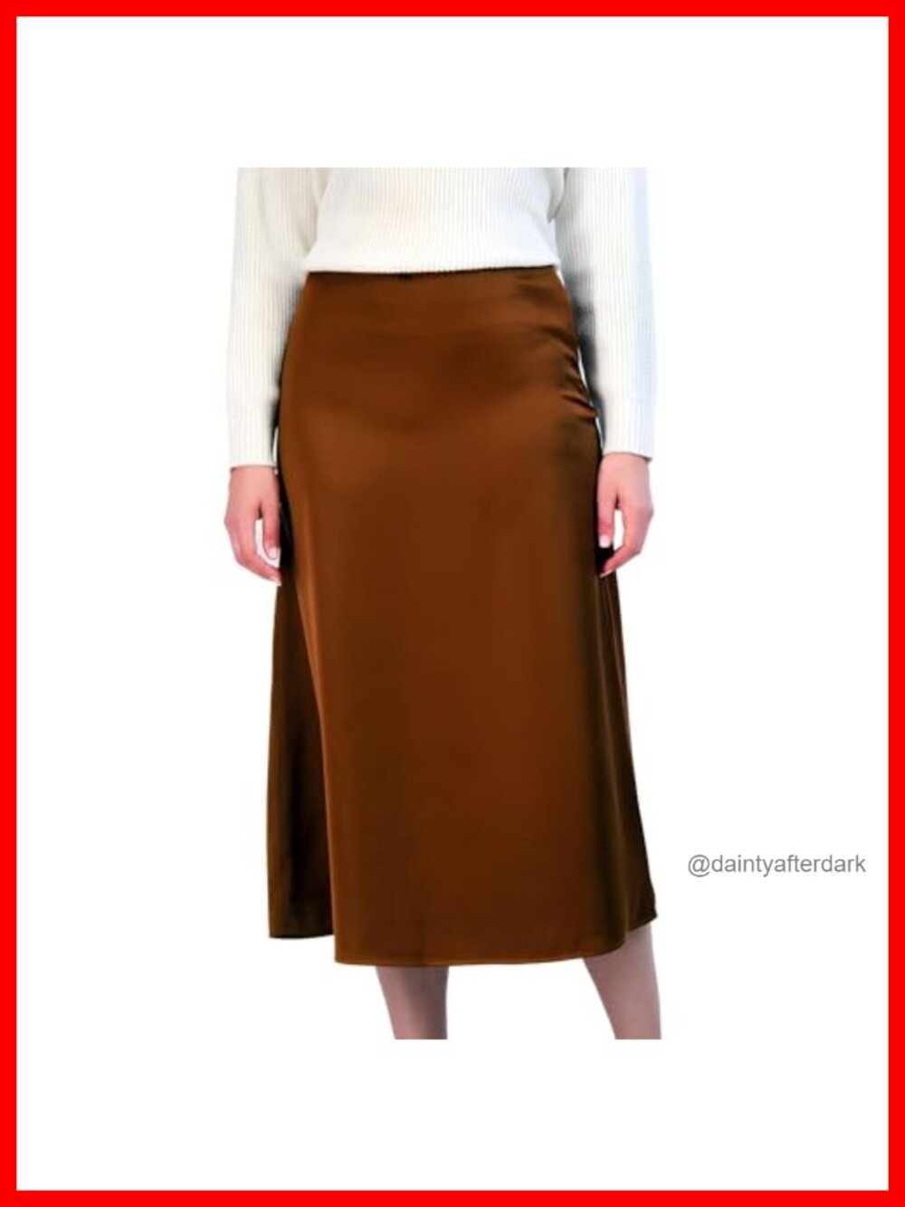 High-Waisted Satin Midi Skirt Flared A-Line